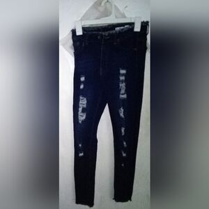 Stylish Distressed Dark Blue Skinny Jeans